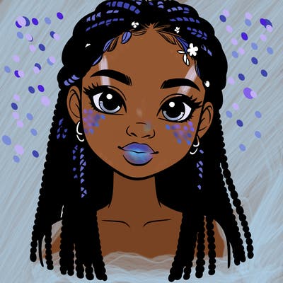 a realistic black girl with braids