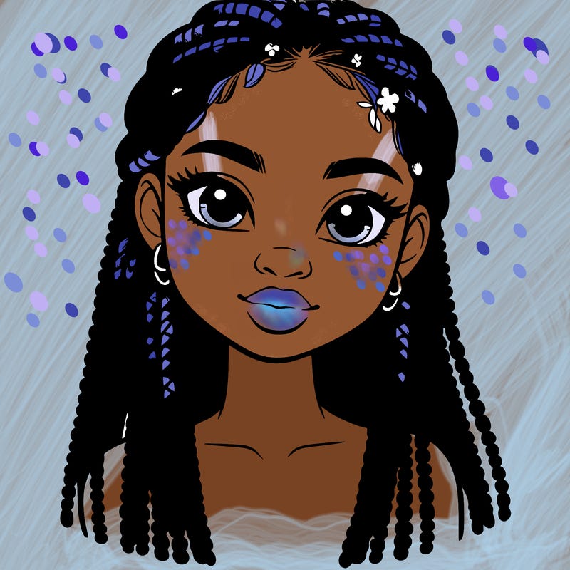 a realistic black girl with braids