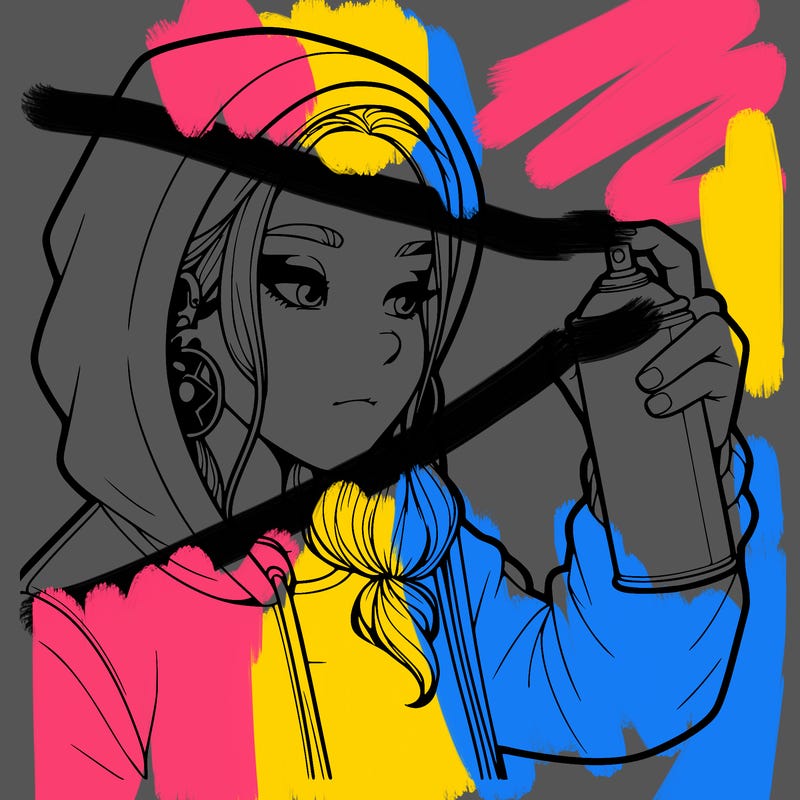 a realistic girl, spray painting