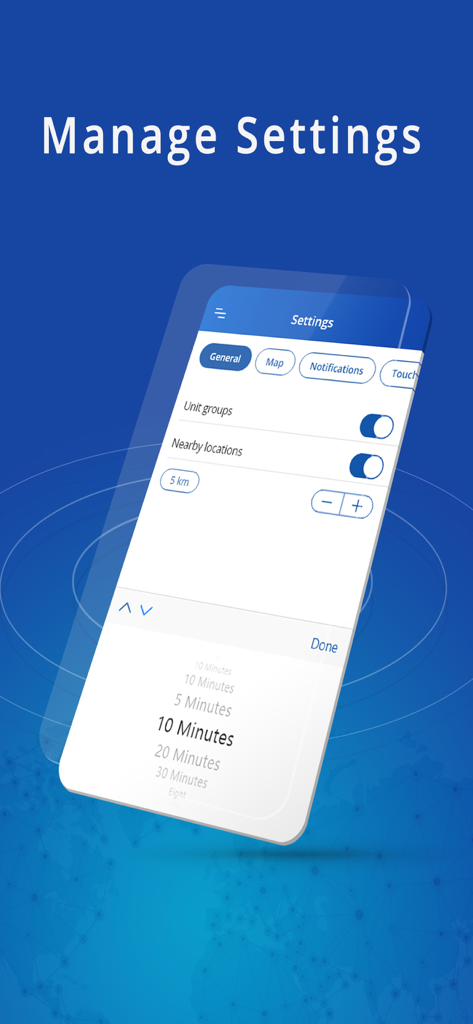 AFAQY AVL - AFAQY AVL app settings interface showing fleet management configuration options