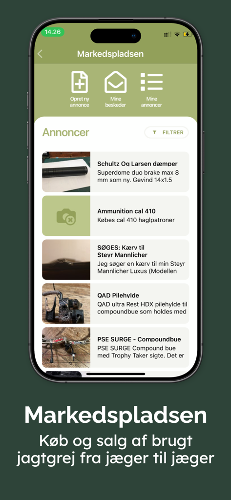 Jæger - Recurso de mercado no aplicativo Jaeger para comprar e vender equipamentos de caça