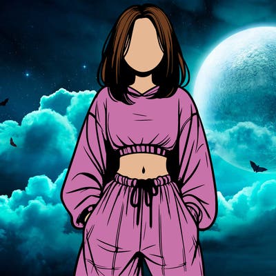 realistic girl faceless with baggy pants and a crop top