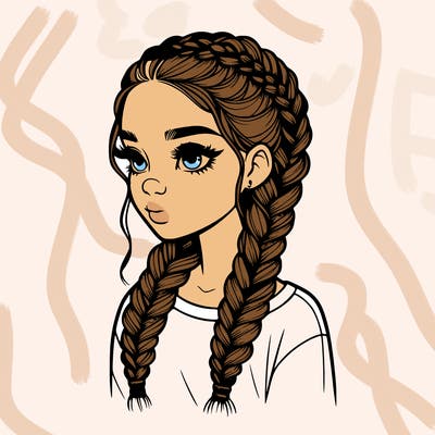 realistic girl with braids