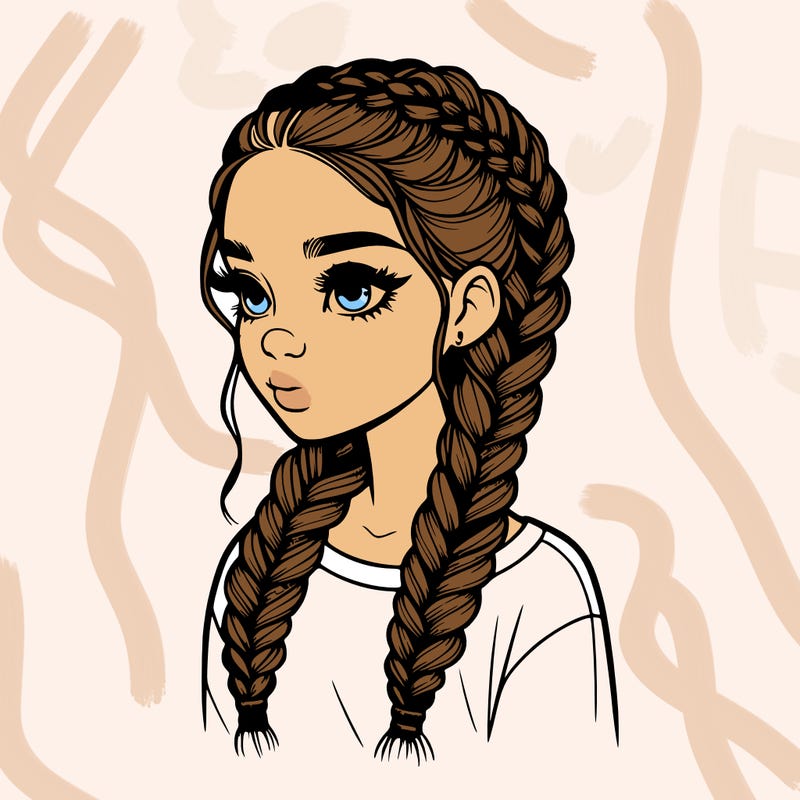 realistic girl with braids