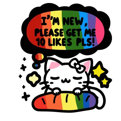 kitty taking a nap dream talking and saying "i'm new, please get me at least 10 likes pls!!"