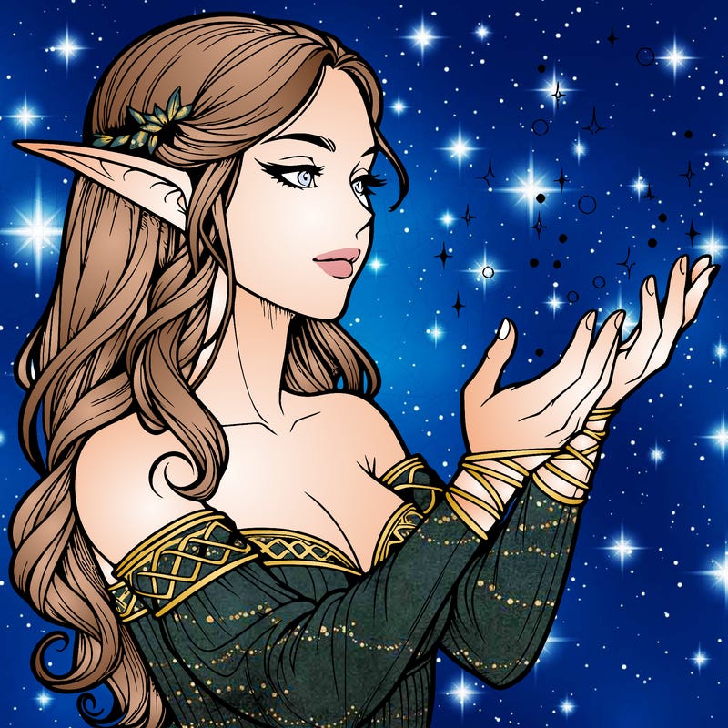 realistic elf girl doing magic