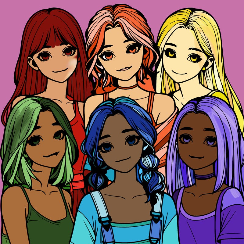 a group of girls realistic