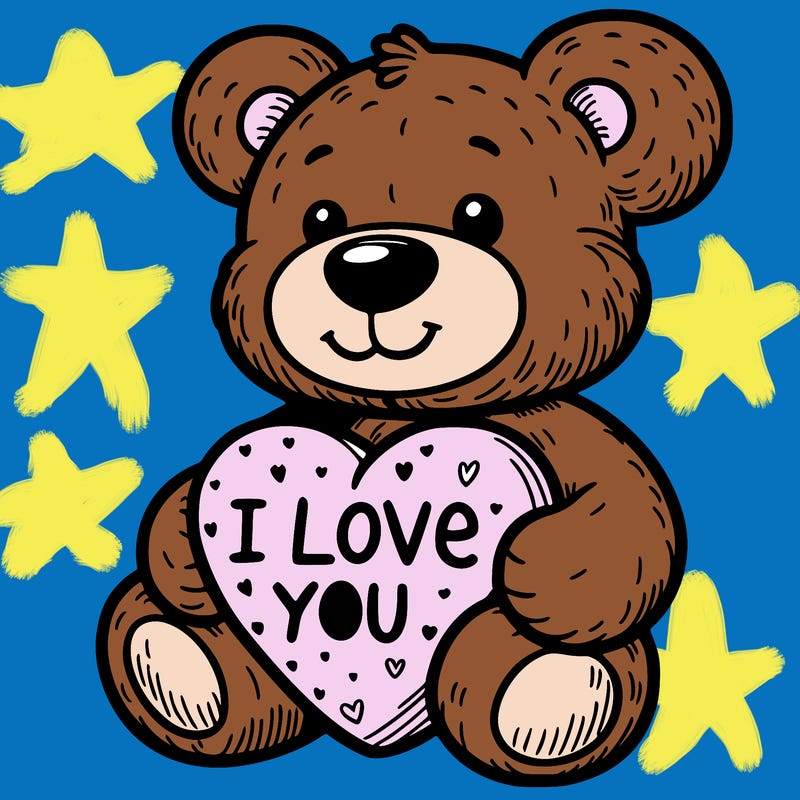 teddy bear holding an i love you heart