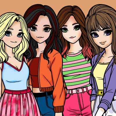 a group of girls realistic