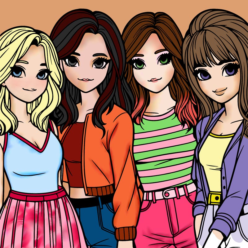 a group of girls realistic