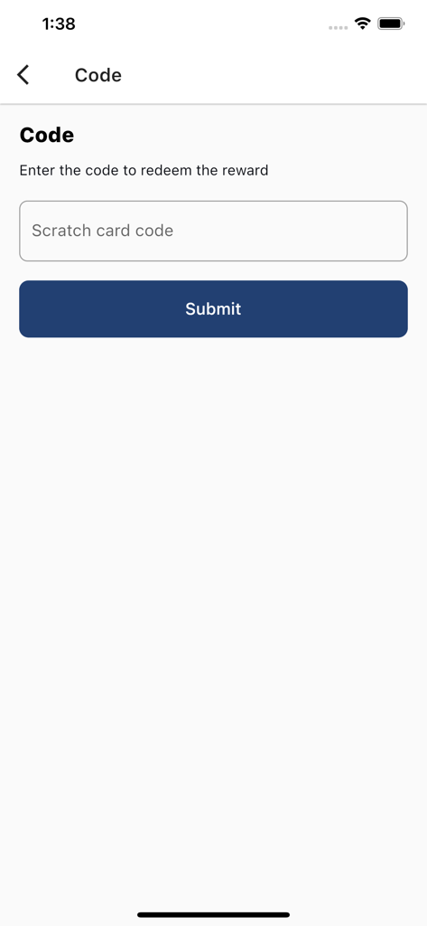 Shell BD - A mobile app screen for the Shell BD app where users can enter a scratch card code to redeem rewards and cashback