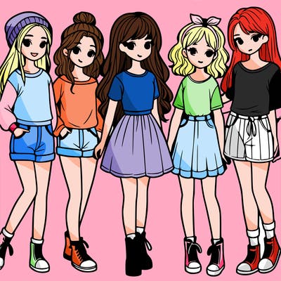 a group of five girls