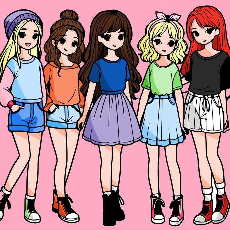 a group of five girls