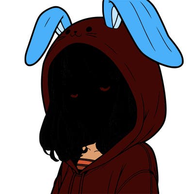 realistic girl wearing a bunny hoodie
