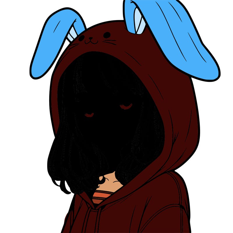 realistic girl wearing a bunny hoodie