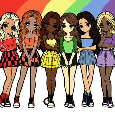 a group of girls realistic