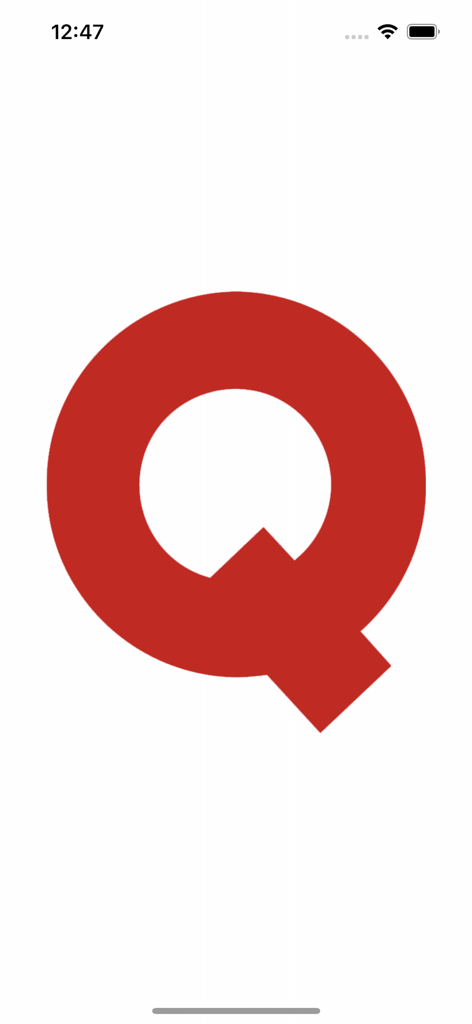 Red Q logo of the Quattroruote application on a white splash screen