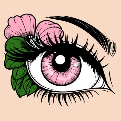 realistic eye with flower