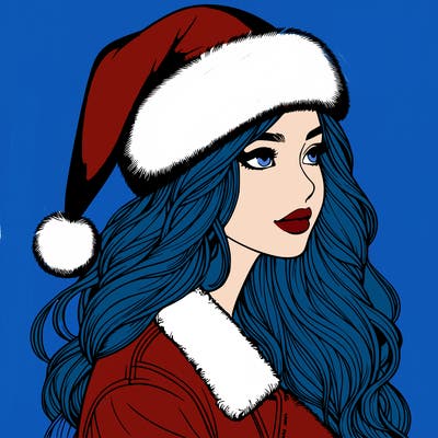 realistic girl in santa hat