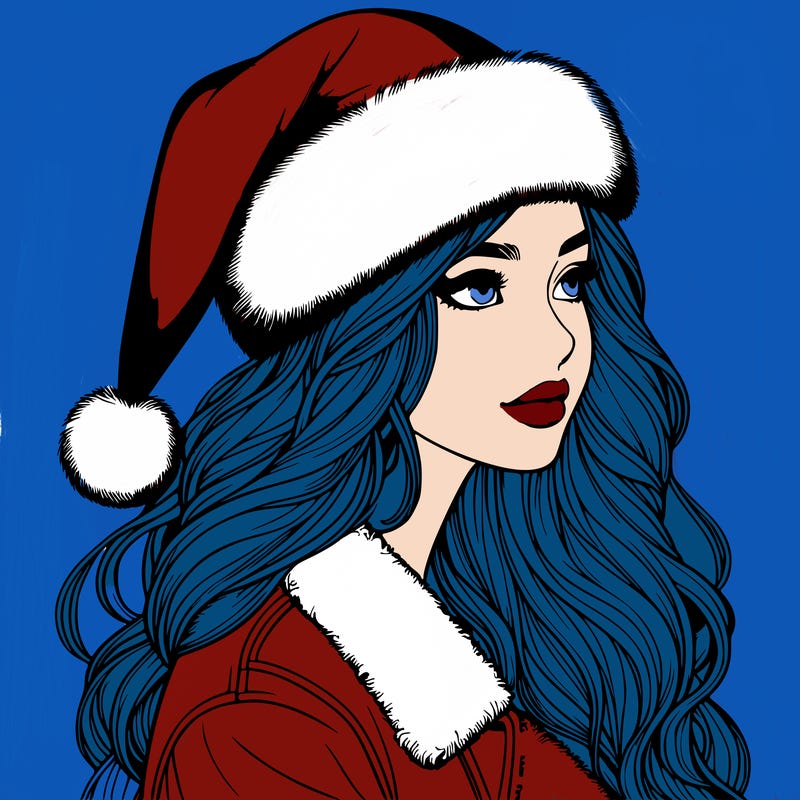 realistic girl in santa hat