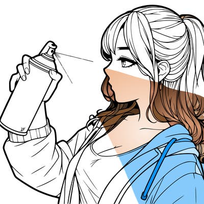 a realistic girl spray, painting