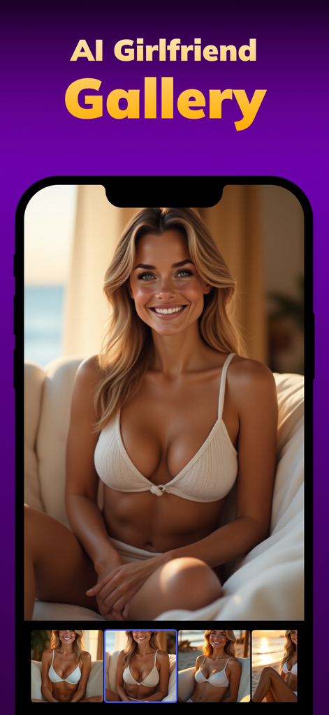 AI Girl Friend Chat  - AMA - AI Girlfriend Gallery interface showing realistic digital companion photos