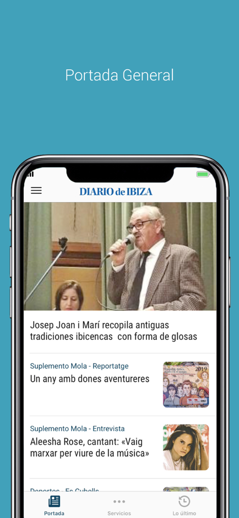 Diario de Ibiza - Pantalla principal de la aplicación Diario de Ibiza mostrando titulares de noticias locales y artículos de estilo de vida