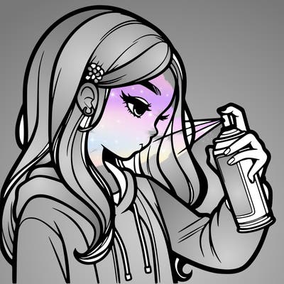 a realistic girl spray painting