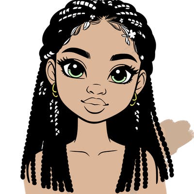 a realistic black girl with braids