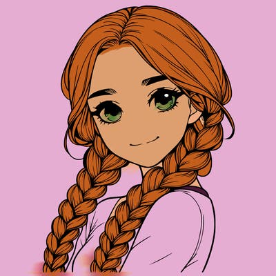 realistic girl with braids