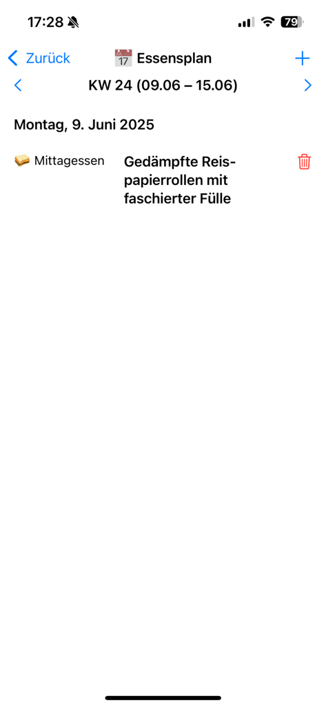 Mealie Recipes - The weekly meal planning screen of the Mealie Recipes app interface