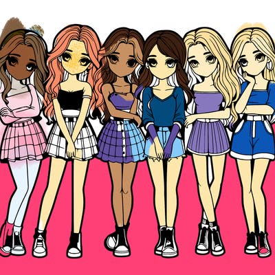 a group of girls realistic