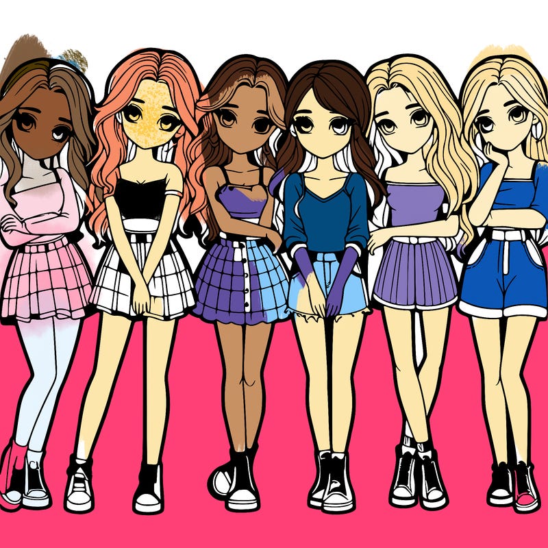 a group of girls realistic