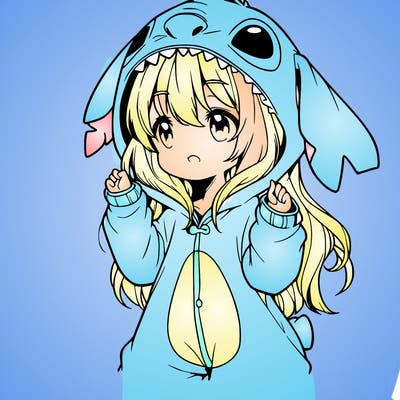 anime girl in a stitch onsie