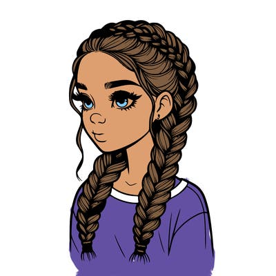 realistic girl with braids