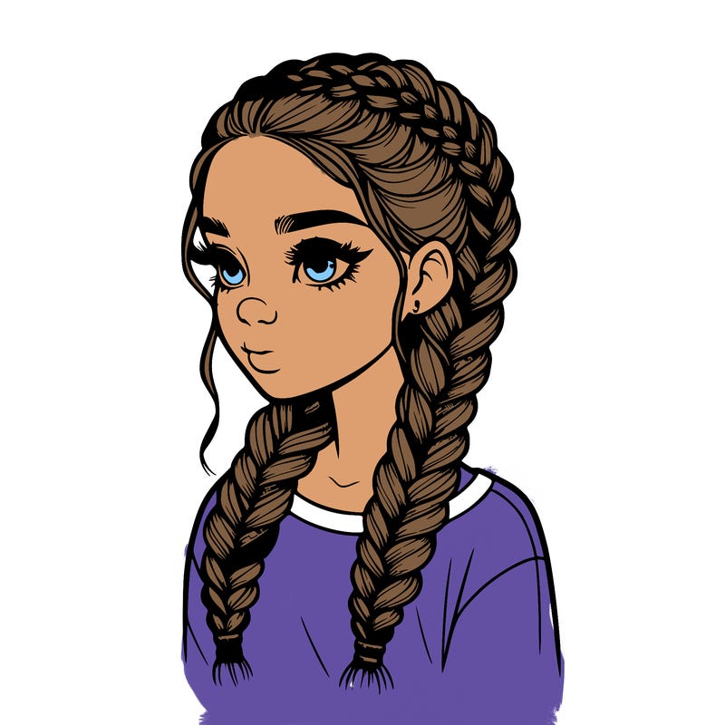realistic girl with braids