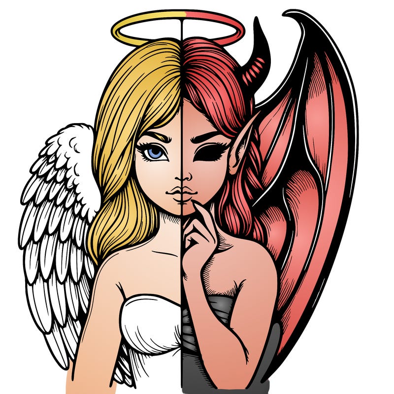 realistic angel half demon