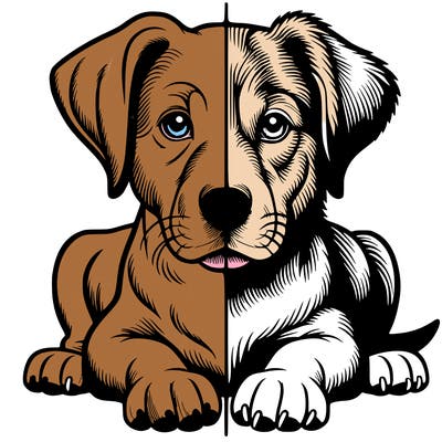 realistic dog split picture