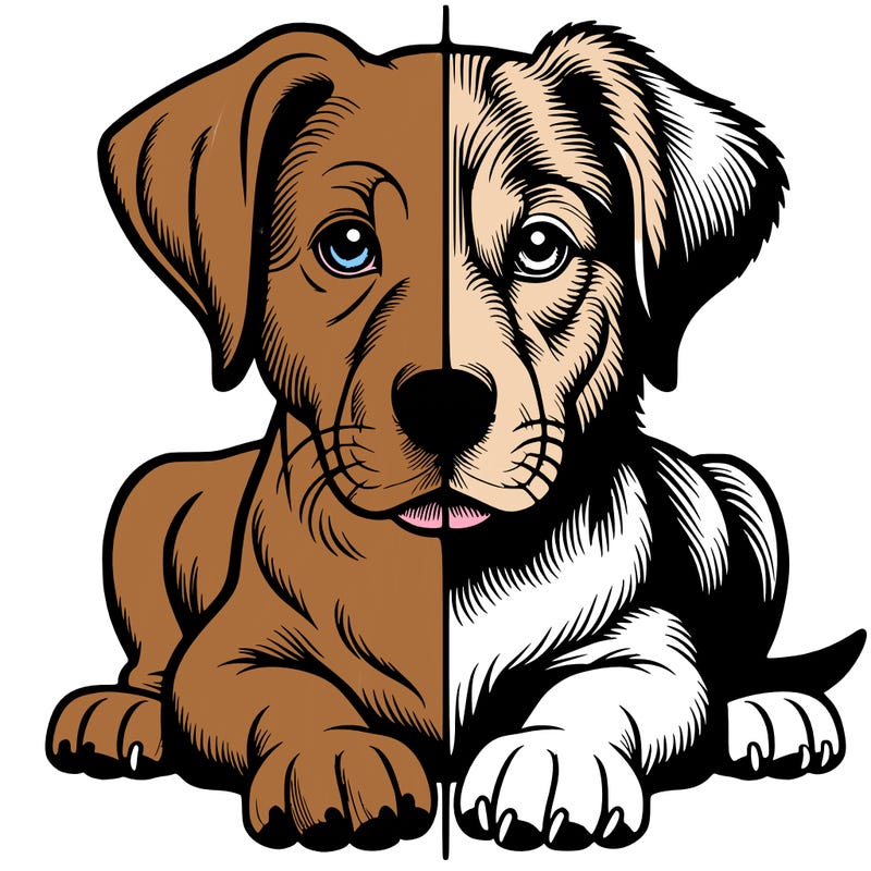 realistic dog split picture