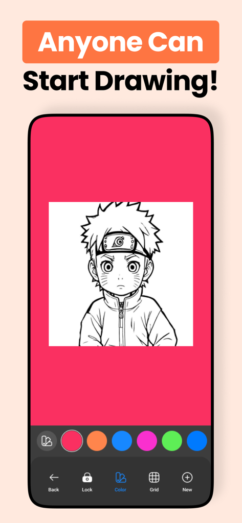 AR Drawing - Paint & Draw - AR Drawing app interface featuring a cartoon sketch and color palette