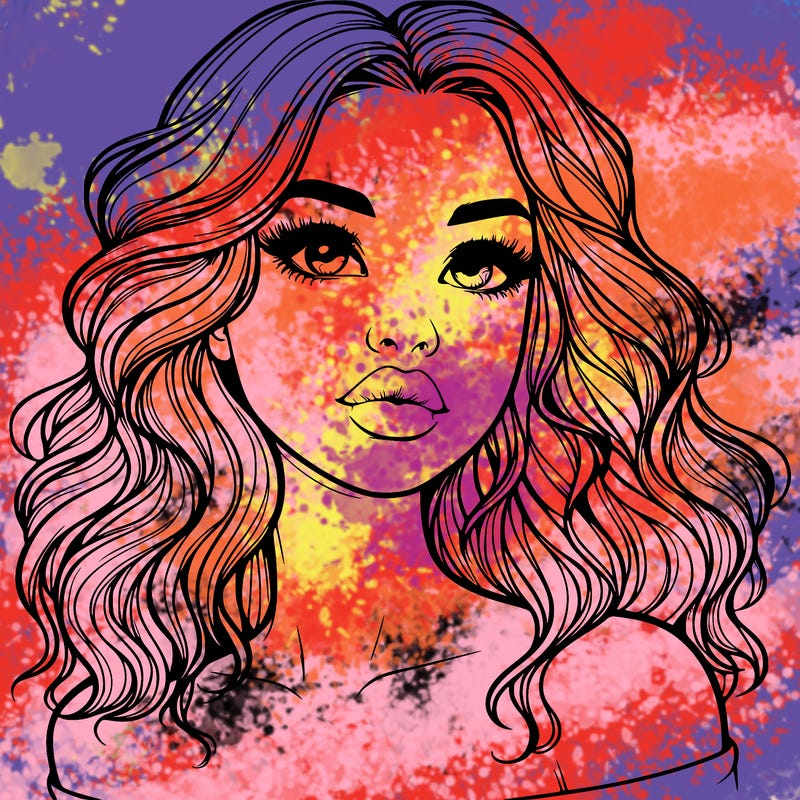 realistic girl with wavy hair and lips