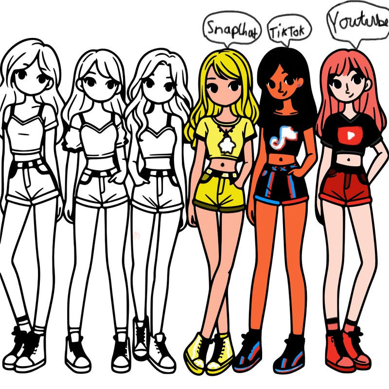 a group of girls wearing crop tops and shorts