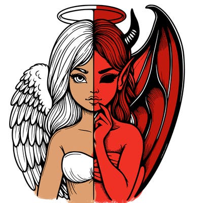 realistic angel half demon