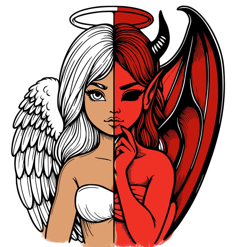 realistic angel half demon