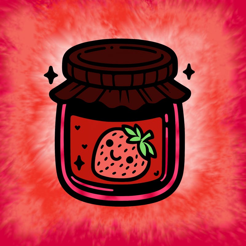 a jar of strawberry jam