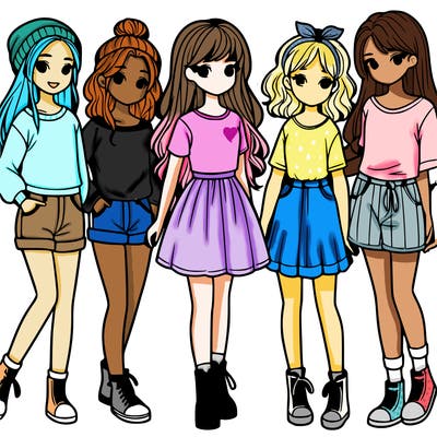 a group of five girls