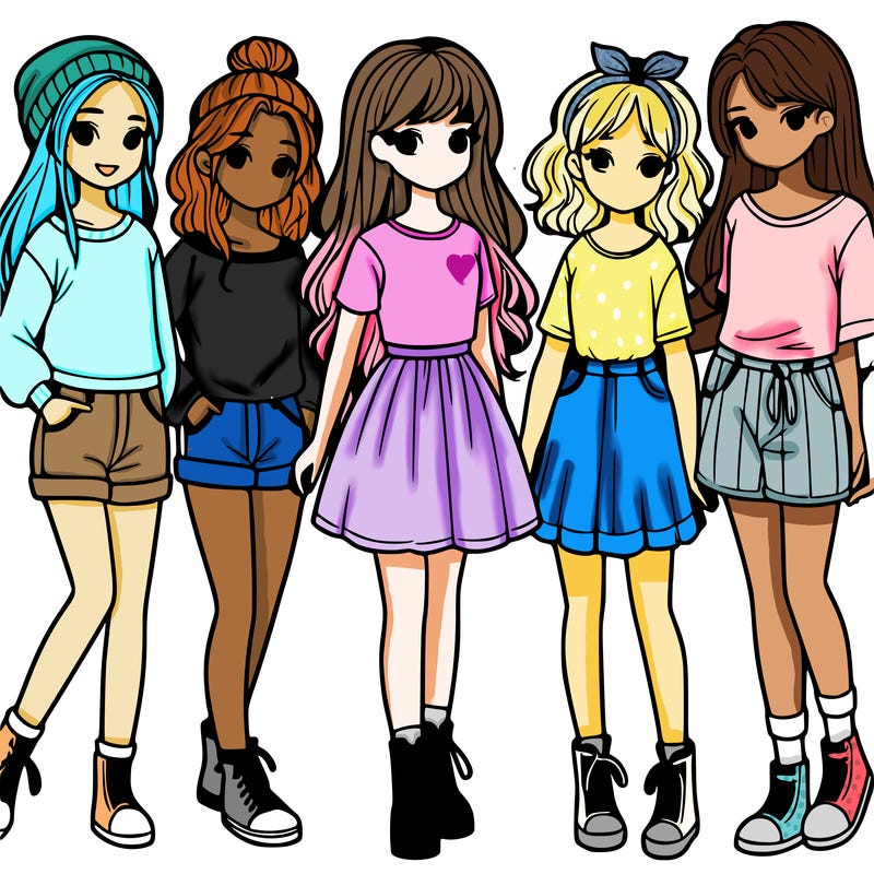 a group of five girls