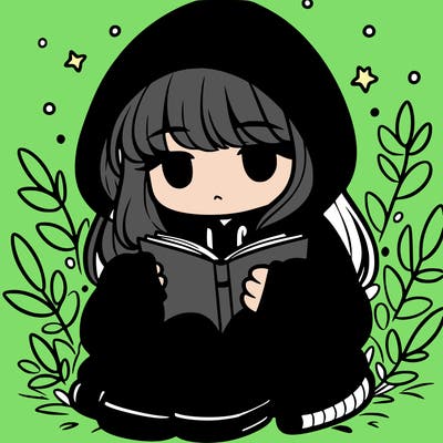 girl in oversized hoodie reading a book