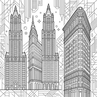 Discover the timeless elegance of architectural marvels with this historic skyscrapers coloring page. Featuring iconic buildings, it offers an engaging creative journey for all ages.