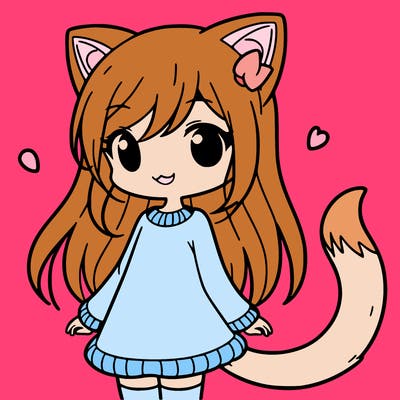 girl with cat ears and tail